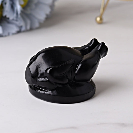 2.35" Black Obsidian Roast Turkey Crystal Carvings Crystal wholesale suppliers