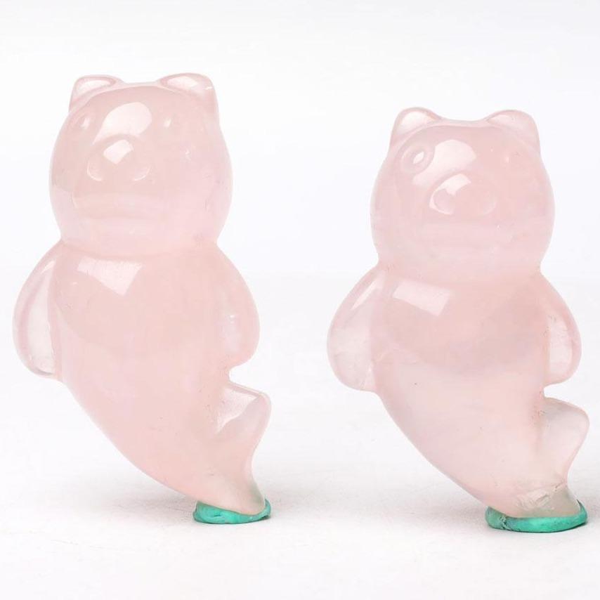 Rose Quartz Bear With Beauty Tail Crystal Carvings Crystal wholesale suppliers