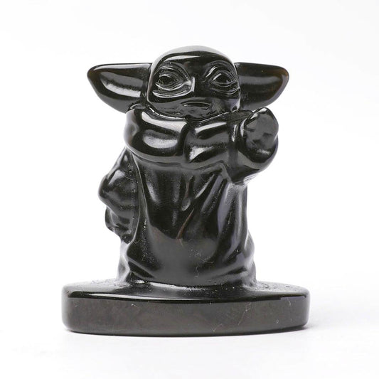 Black Obsidian Master Yoda Crystal Carvings Crystal wholesale suppliers