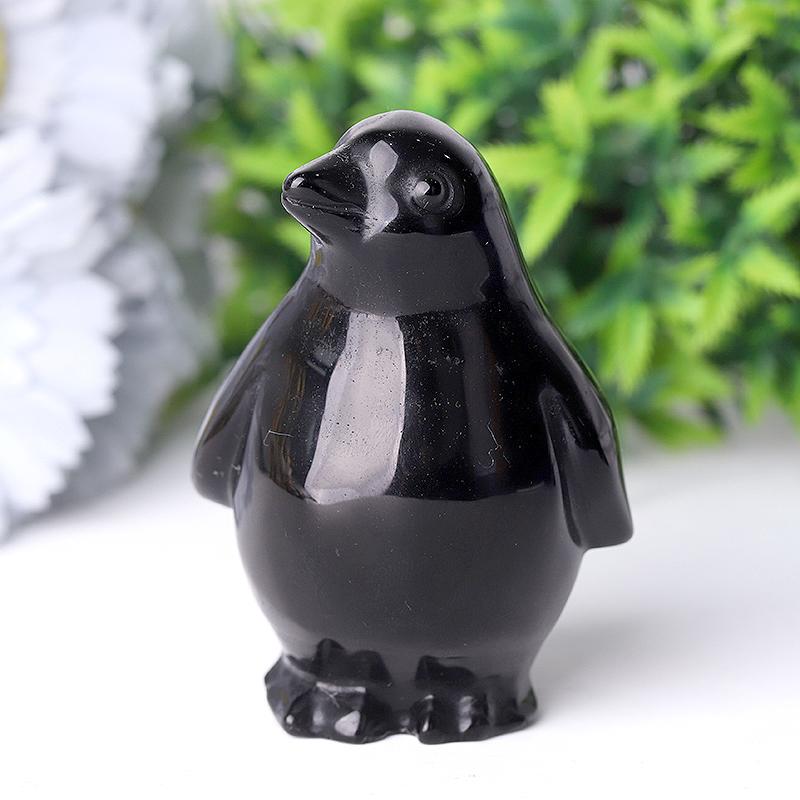 3.2" Silver Obsidian Penguin Crystal Carvings Crystal wholesale suppliers