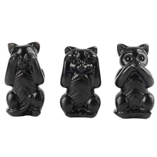 Black Obsidian See No Evil, Hear No Evil, Speak No Evil, Free Form 1set Crystal wholesale suppliers