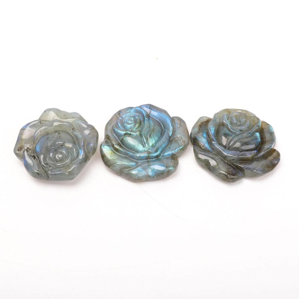 Labradorite Rose Flower Carvings