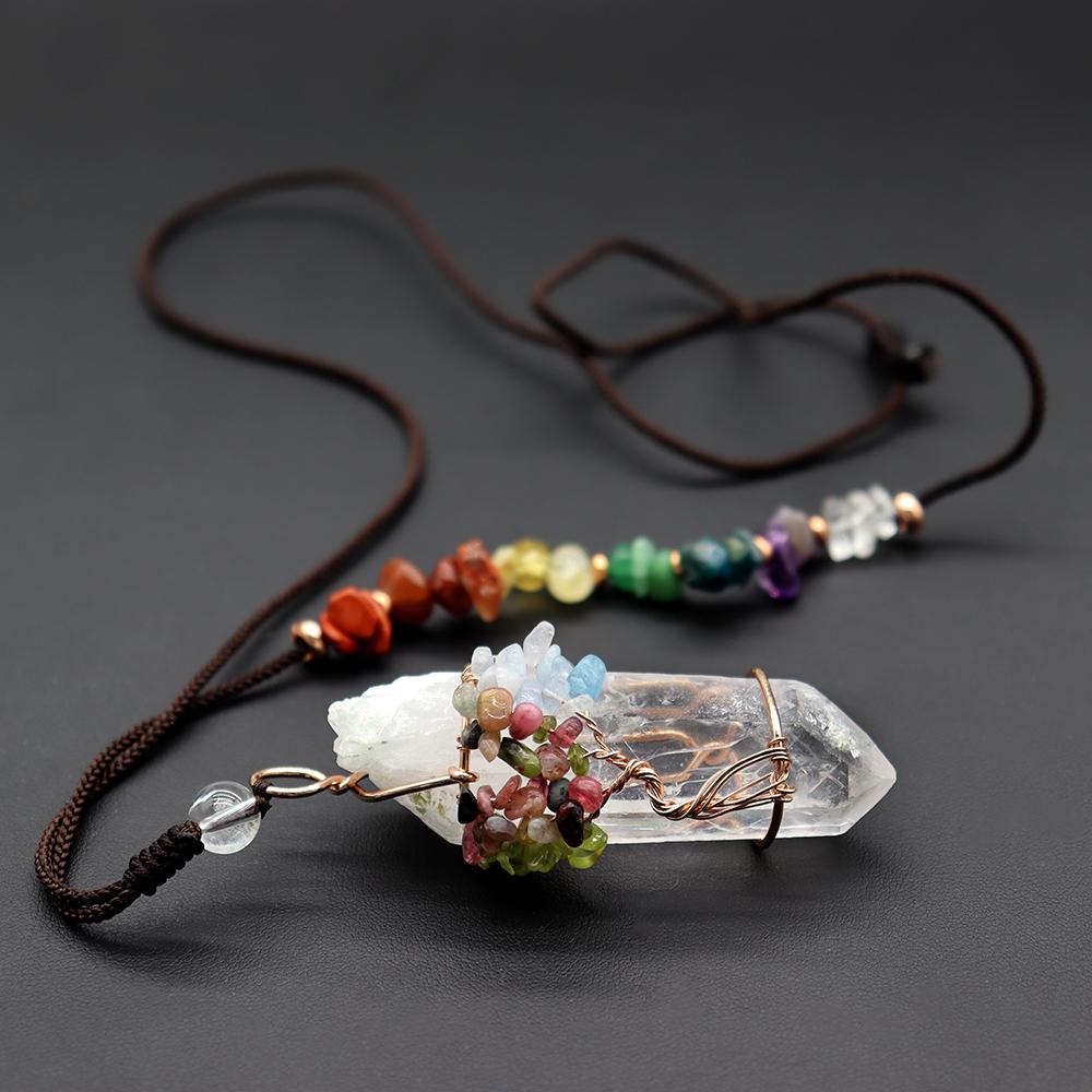 Clear Quartz Life Tree Chakra Necklace Crystal wholesale suppliers