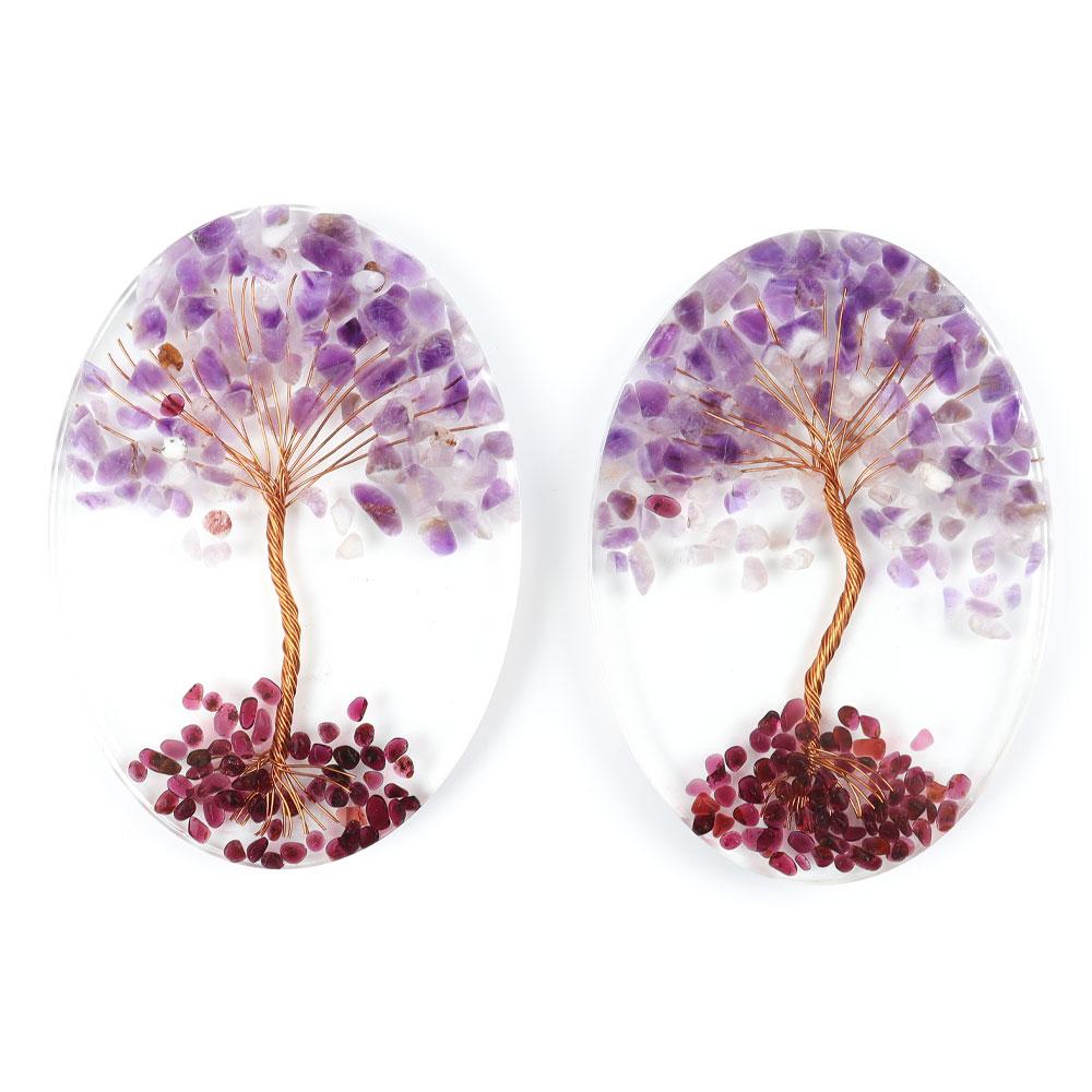 Resin Coaster Free Form with Crystal Chips Tree