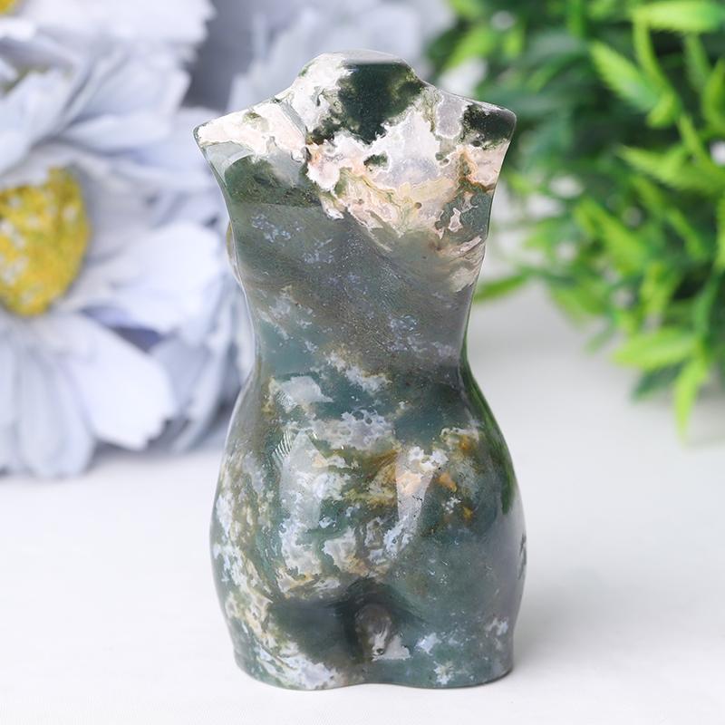 3" Moss Agate Pregnent Woman Body Crystal Carvings Crystal wholesale suppliers