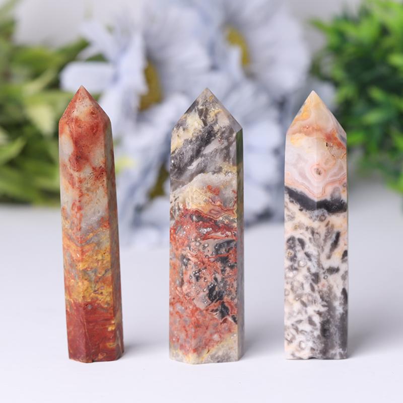 Natural Crystal Healing Wand Gemstone Point Crazy Agate Point Crystal wholesale suppliers