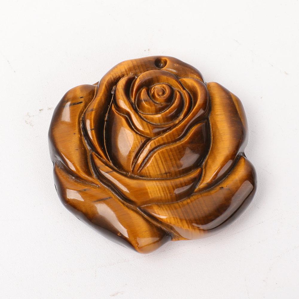 Tiger Eye Rose Flower Carvings