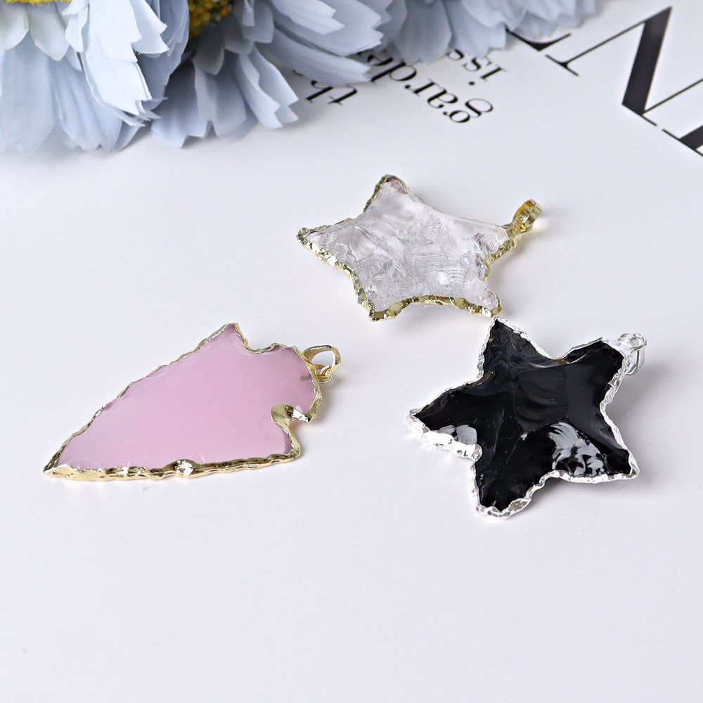 Raw Rose Quartz Black Obsidian Clear Quartz Pendant Crystal wholesale suppliers