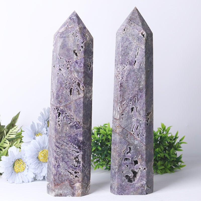 11-13" Unique Druzy Lepidolite Tower