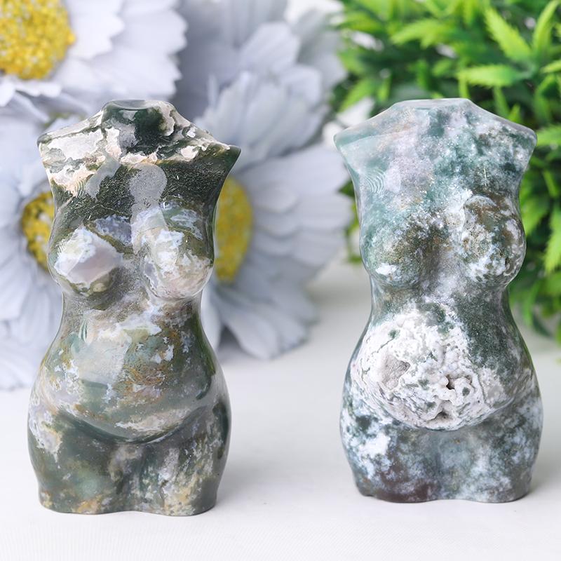 3" Moss Agate Pregnent Woman Body Crystal Carvings Crystal wholesale suppliers