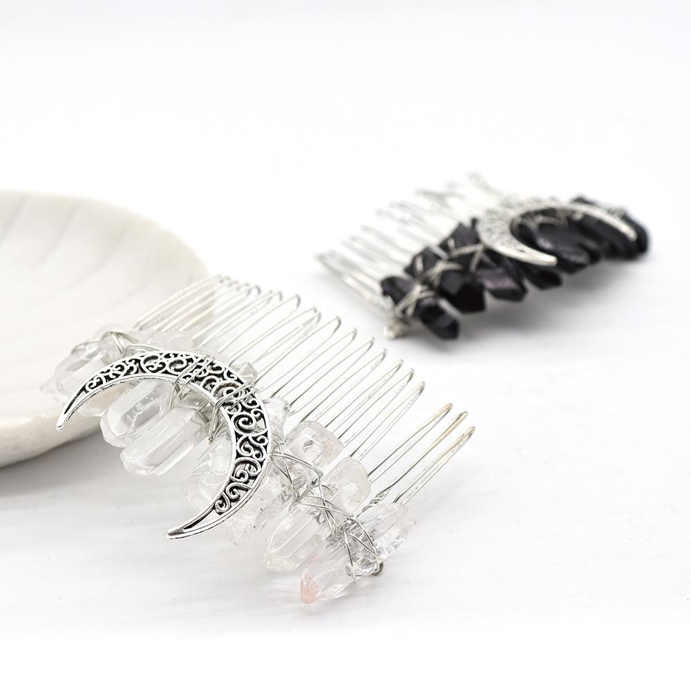 Aura Crystal Witch Moon Crown Silver Wire Hair Accessories Comb Crystal wholesale suppliers