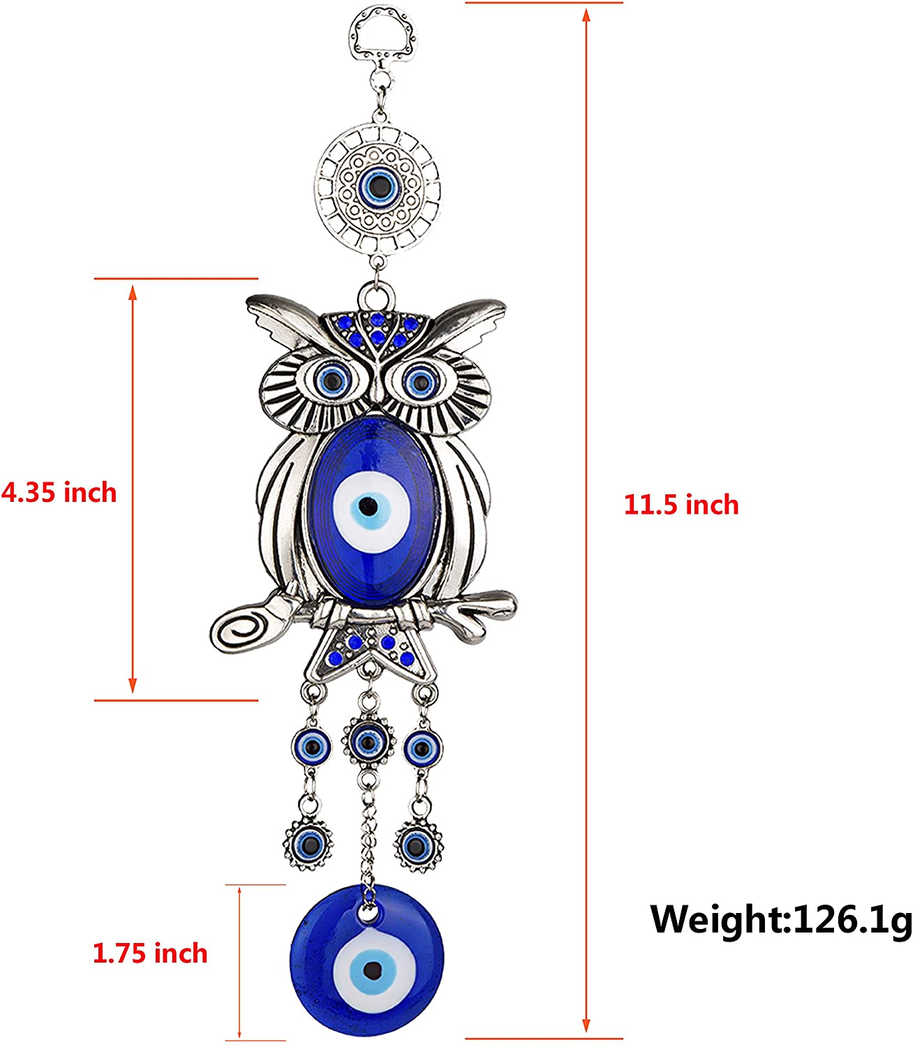 Blue Evil Eye Owl 11.7 Inches Pendant Decoration Crystal wholesale suppliers