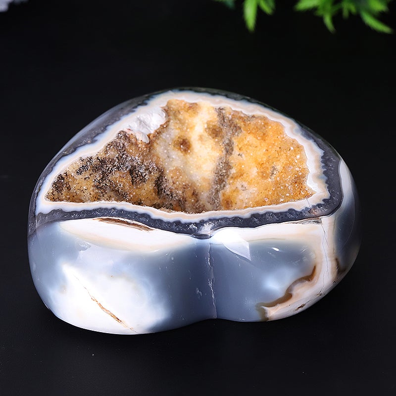 3.9" Unique Druzy Agate Heart Carving Free Form