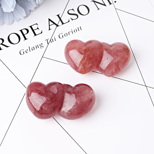 2.3" Strawberry Double Heart Crystal Carvings Crystal wholesale suppliers