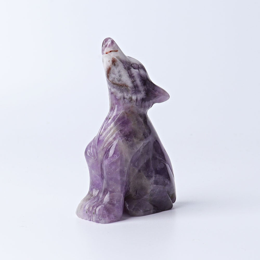 3" Dream Amethyst Wolf Crystal Carvings Crystal wholesale suppliers