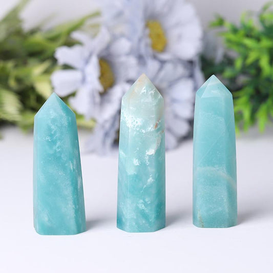 Natural High Quality Sky Blue Point Caribbean Calcite Tower for Healing Crystal wholesale suppliers