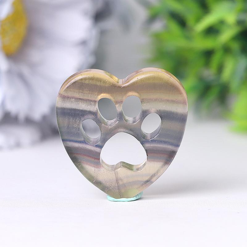 1.5" Heart with Cat Paw Shape Crystal Carvings Crystal wholesale suppliers