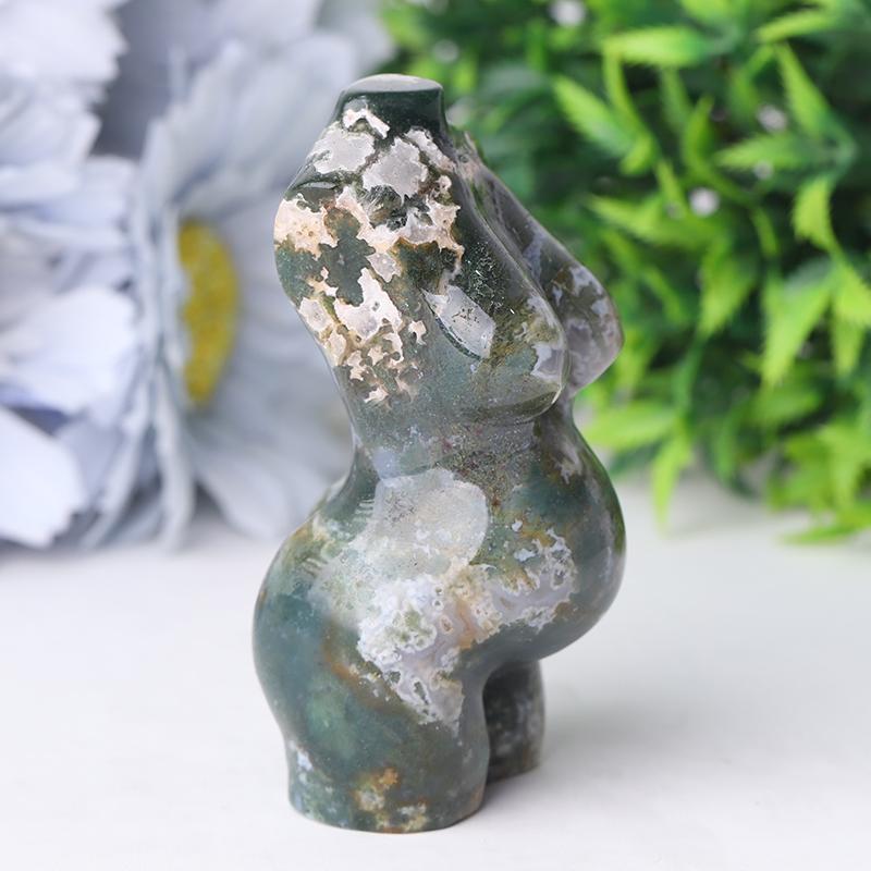 3" Moss Agate Pregnent Woman Body Crystal Carvings Crystal wholesale suppliers