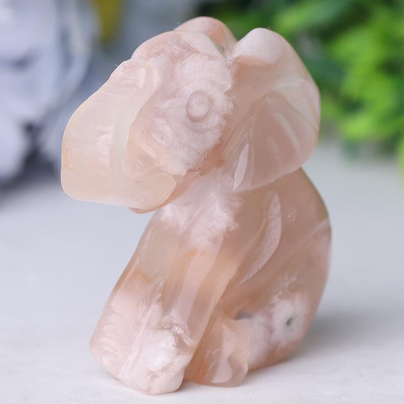 2" Flower Agate Elephant Crystal Carvings Crystal wholesale suppliers