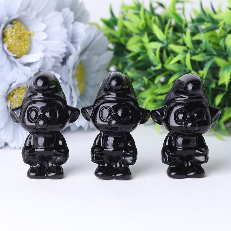 2.5" Black Obsidian Smurfs Crystal Carvings Crystal wholesale suppliers