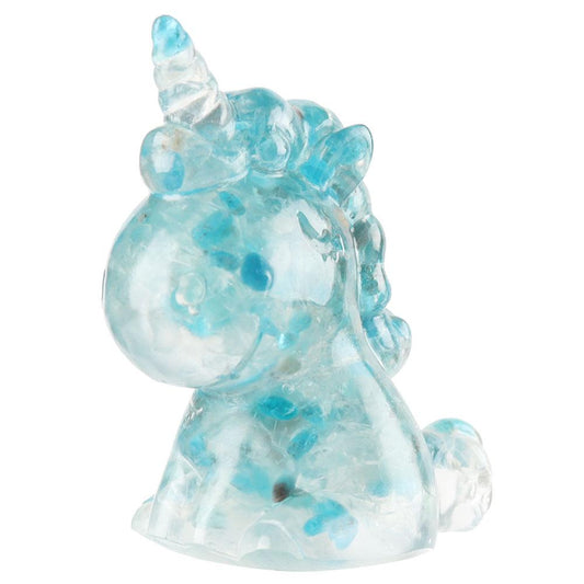 Blue Apatite Crystal Chips Resin Unicorn