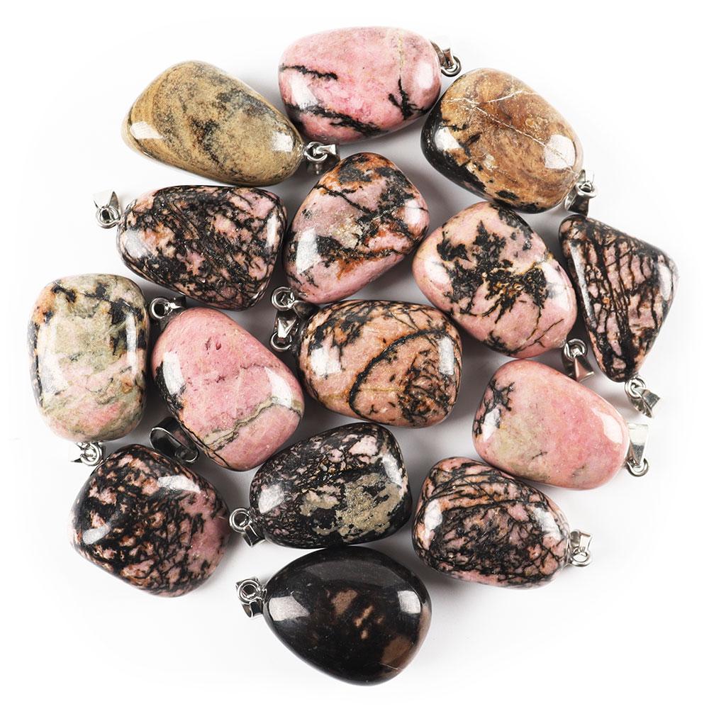 Natural Rhodonite Healing Crystal Polished Stones Irregular Crystal Pendant for Gift Crystal wholesale suppliers