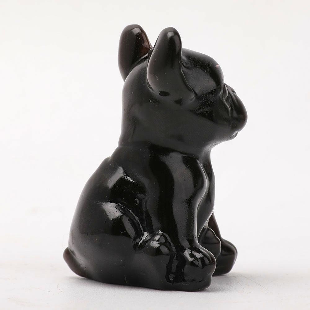 Silver Obsidian Dog Carving