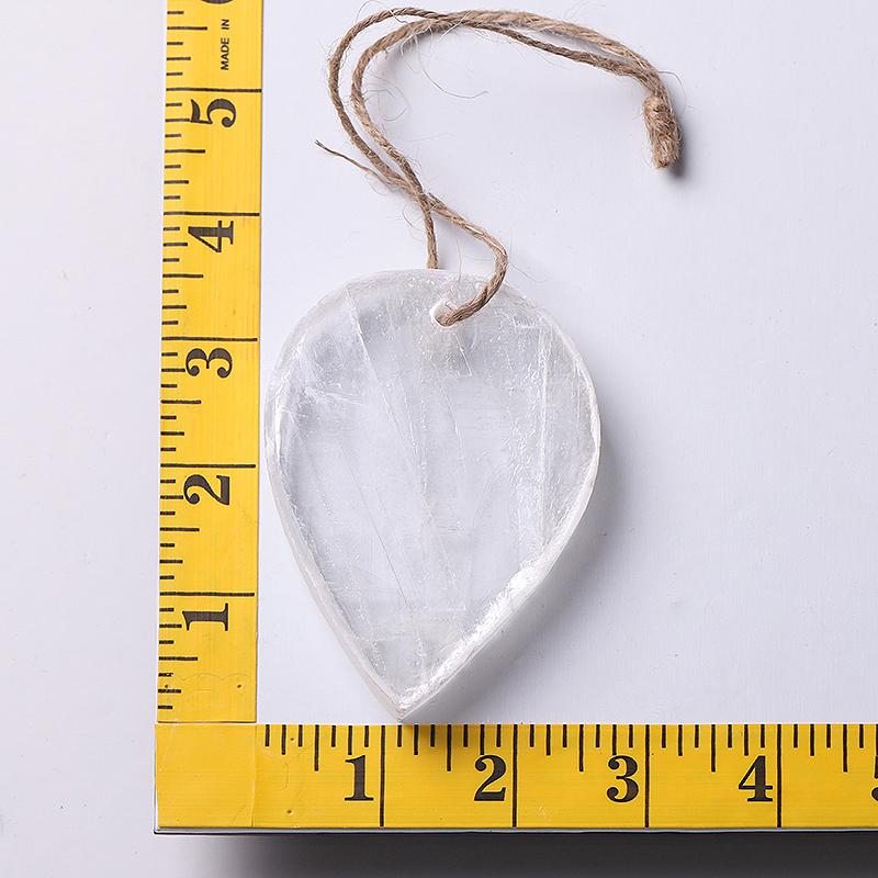 3.3" Clear Selenite Drop Shape with Hanging Rope