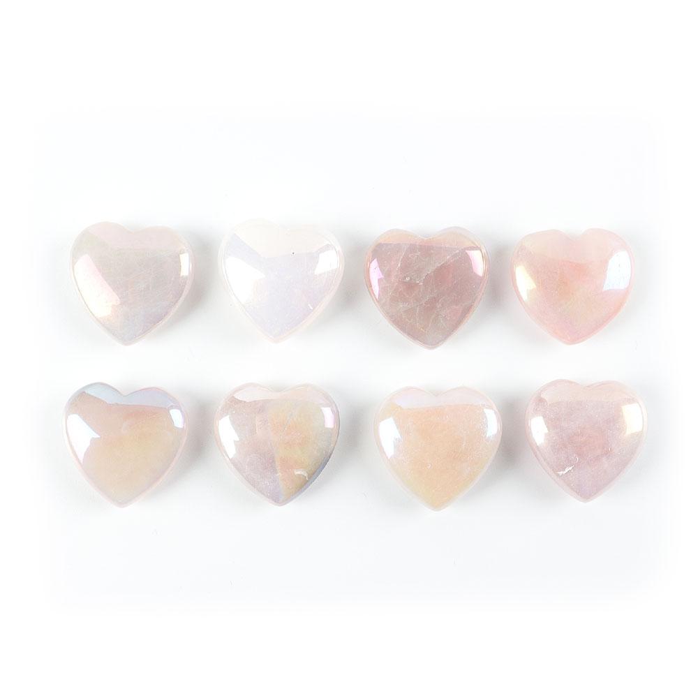 Set of 8 Aura Quartz Heart Shape Crystal Carvings