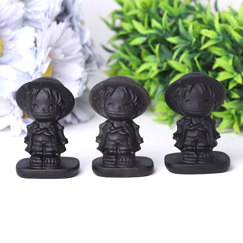 2.5" Black Obsidian Luffy Crystal Carvings Crystal wholesale suppliers