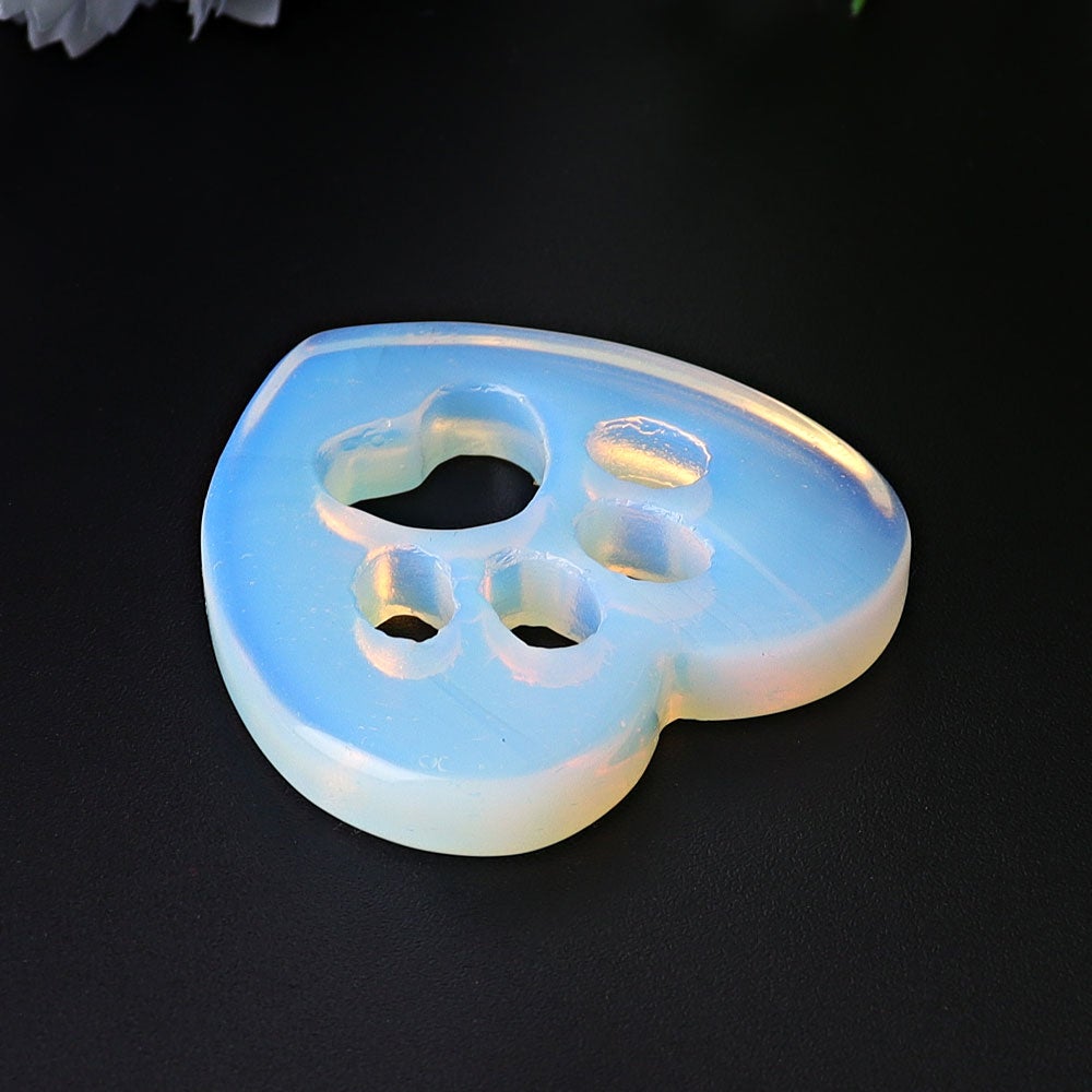 1.9" Opalite Heart with Cat Paw Crystal Carvings Crystal wholesale suppliers