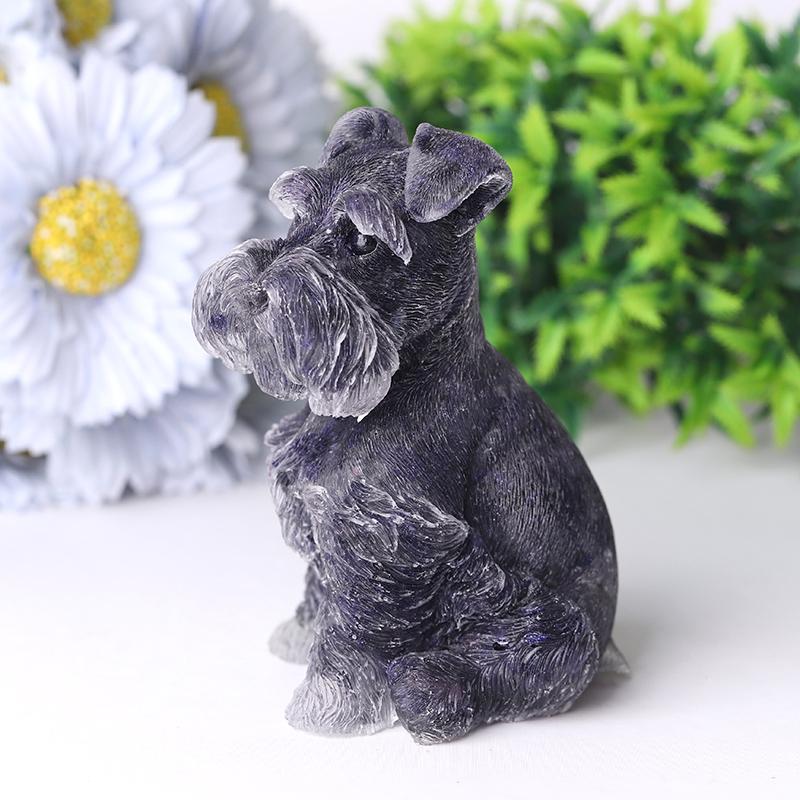 4.2" Crystal Chips Resin Schnauzer Carving for Decoration Crystal wholesale suppliers