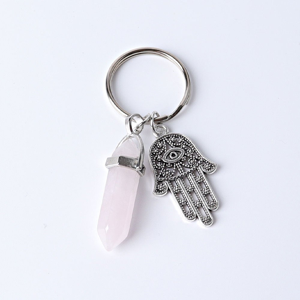 2.5“ Double Terminated Point with Devil's Eye Hand Key Chain for DIY Crystal wholesale suppliers