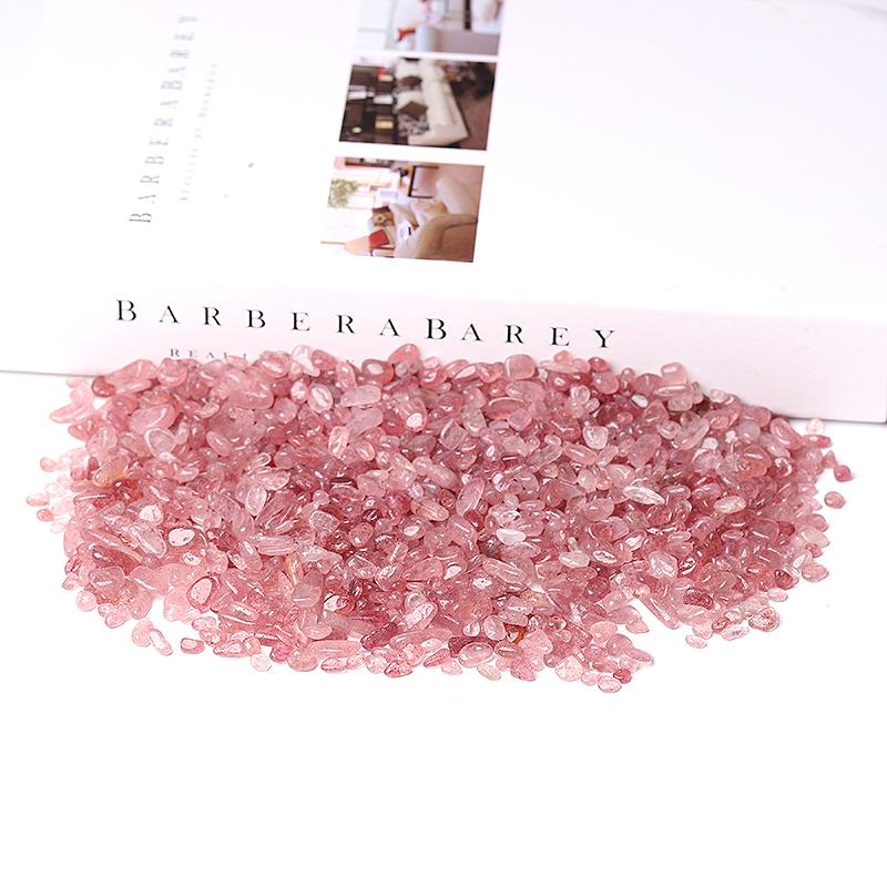 0.1kg Different Size Natural Strawberry Quartz Chips Crystal Chips for Decoration Crystal wholesale suppliers