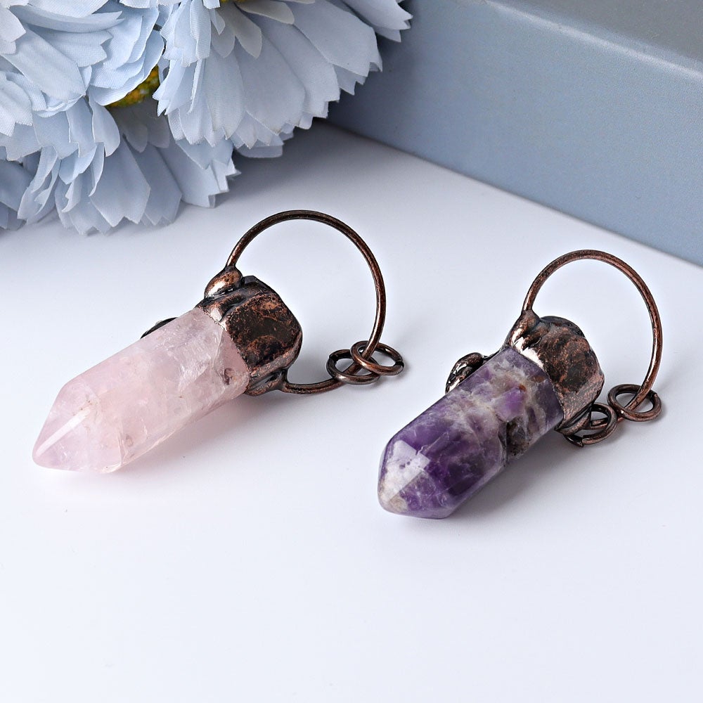 2.4" Amethyst Rose Quartz with Kyanite Pendant for DIY Crystal wholesale suppliers