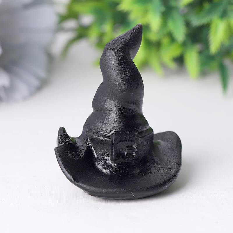 2" Black Obsidian Witch Hat Crystal Carving Halloween Gift Crystal wholesale suppliers