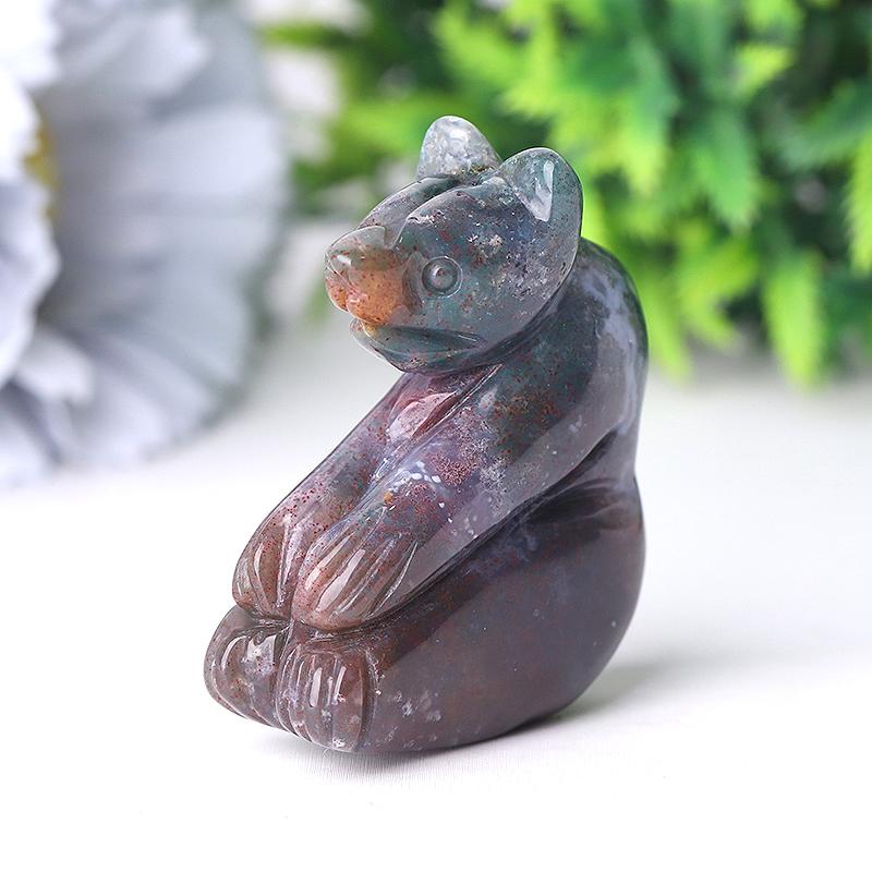 2" Moss Agate Bear Crystal Carving Crystal wholesale suppliers