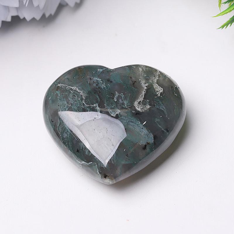 2" Moss Agate Heart Crystal Carvings Crystal wholesale suppliers