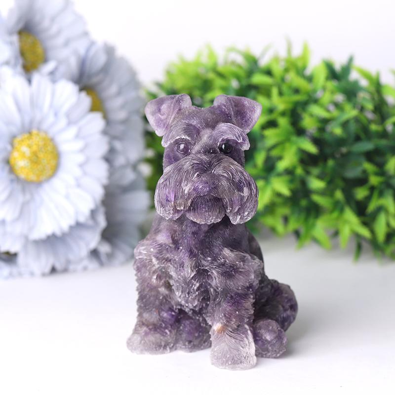 4.2" Crystal Chips Resin Schnauzer Carving for Decoration Crystal wholesale suppliers