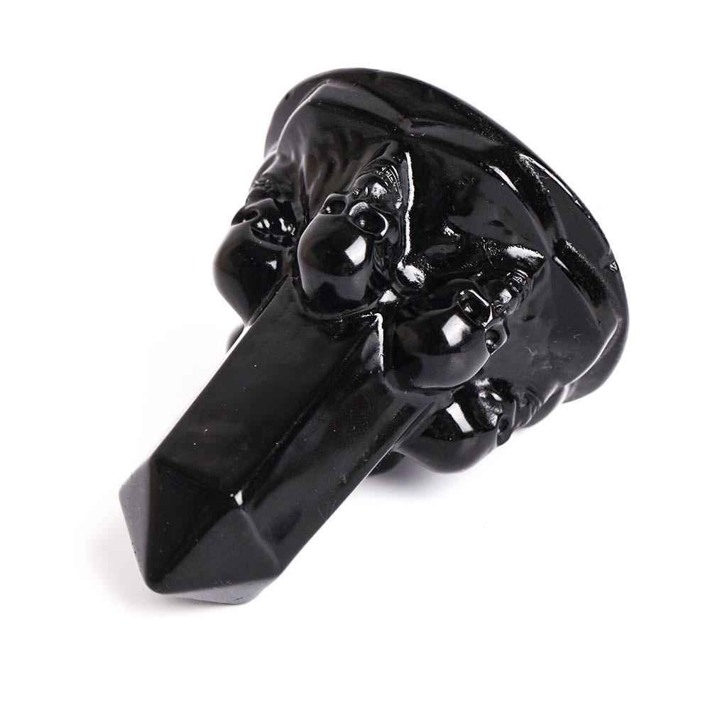 Black Obsidian Point With Carving Skull Decor Crystal wholesale suppliers