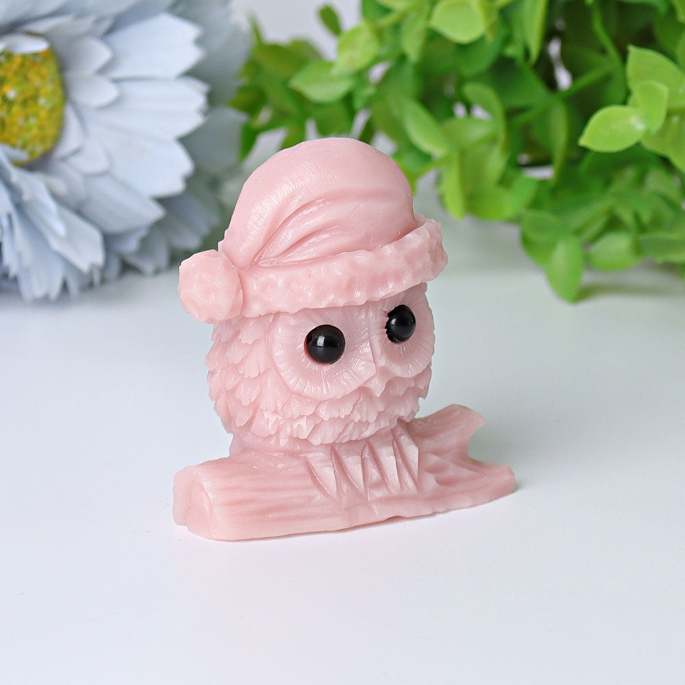 2.1" Pink Opal Owl Crystal Carvings for Christmas Crystal wholesale suppliers