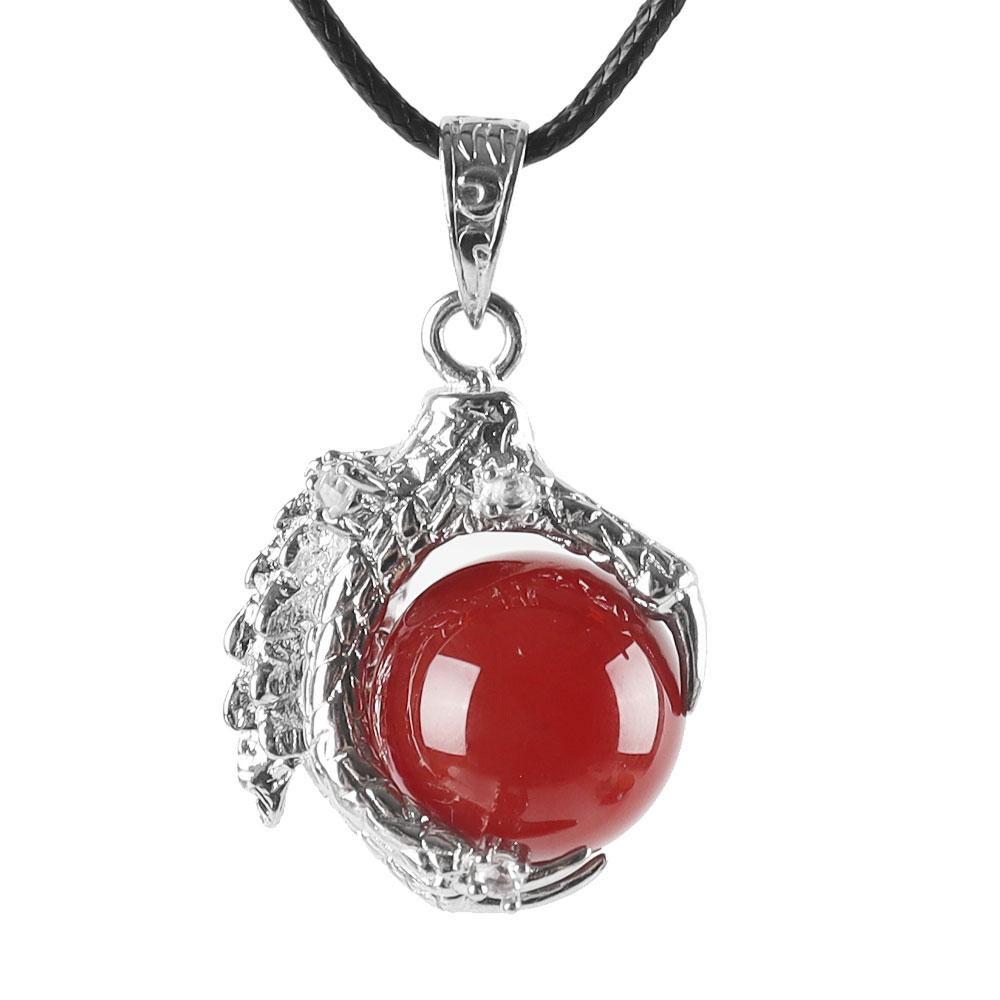 Dragon Paw Wrapped Red Chalcedony Round Ball Gemstone Crystal Pendant Crystal wholesale suppliers