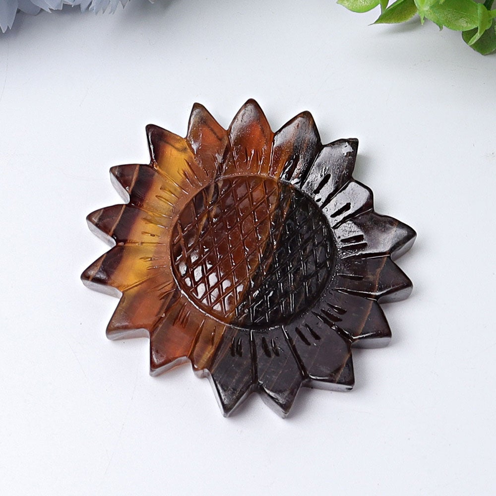 2.6" Fluorite Sun Flower Crystal Carvings Crystal wholesale suppliers