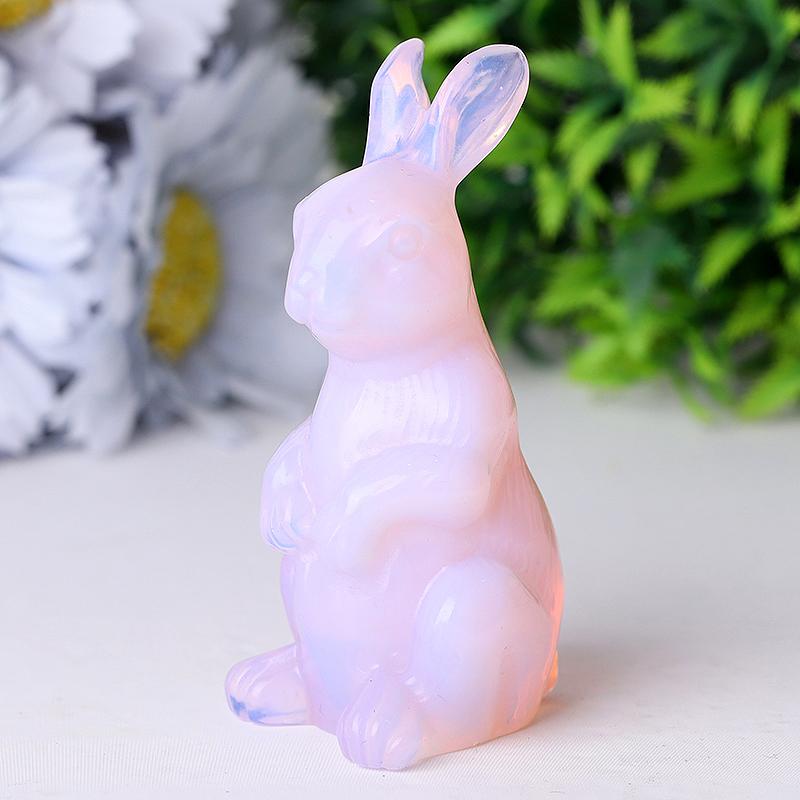 3.3" Pink Opalite Rabbit Crystal Carvings Crystal wholesale suppliers