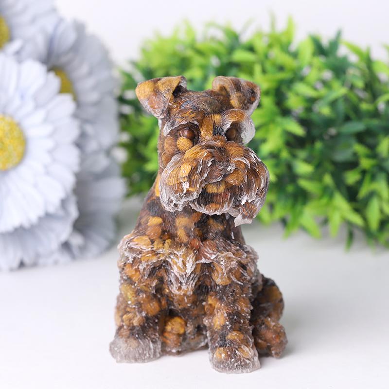 4.2" Crystal Chips Resin Schnauzer Carving for Decoration Crystal wholesale suppliers