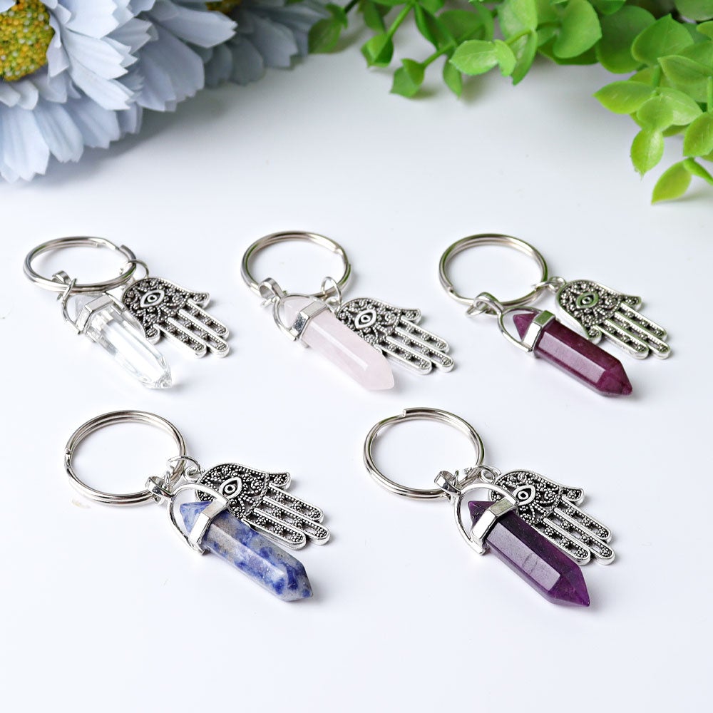 2.5“ Double Terminated Point with Devil's Eye Hand Key Chain for DIY Crystal wholesale suppliers