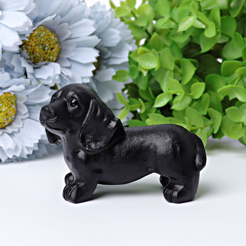 2.7" Black Obsidian Dog Crystal Carving Crystal wholesale suppliers