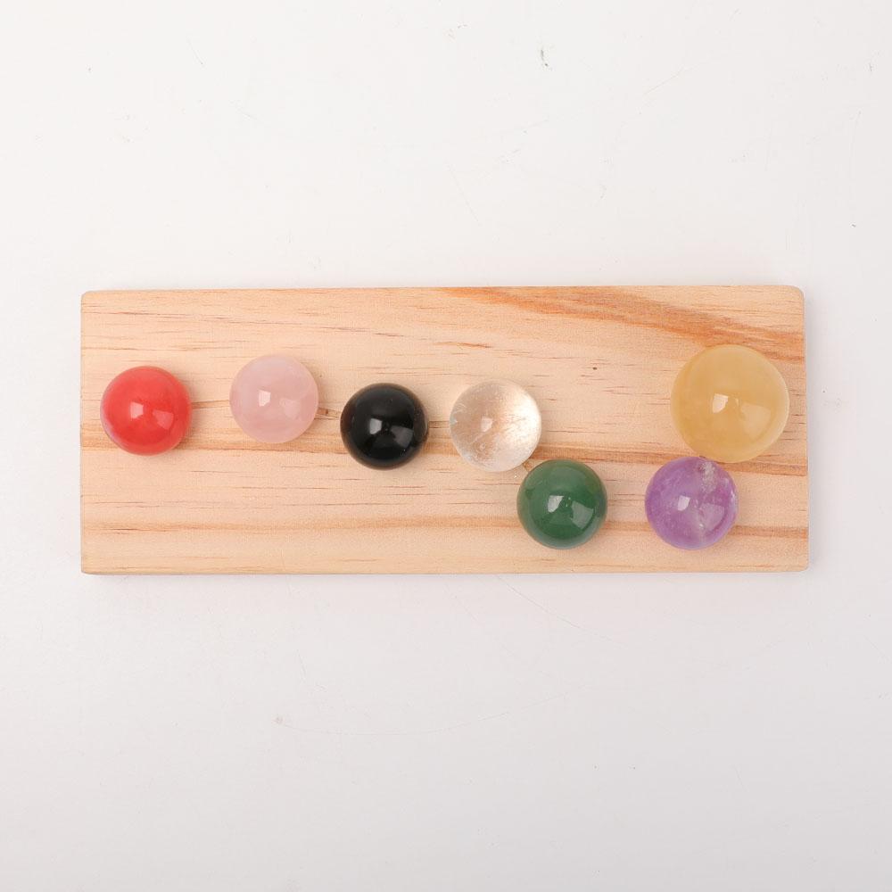 Chakra Spheres with Wooden Stand