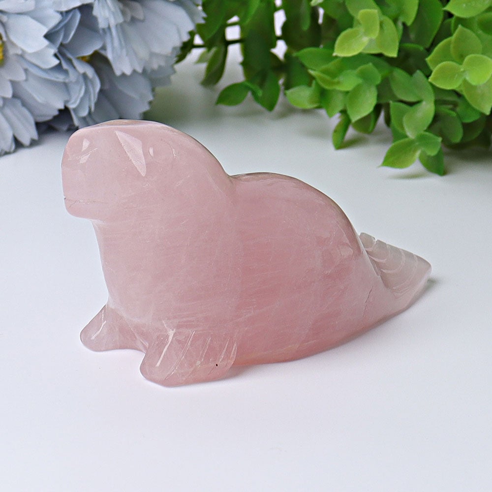 3.8" Rose Quartz Seal Crystal Carvings Crystal wholesale suppliers