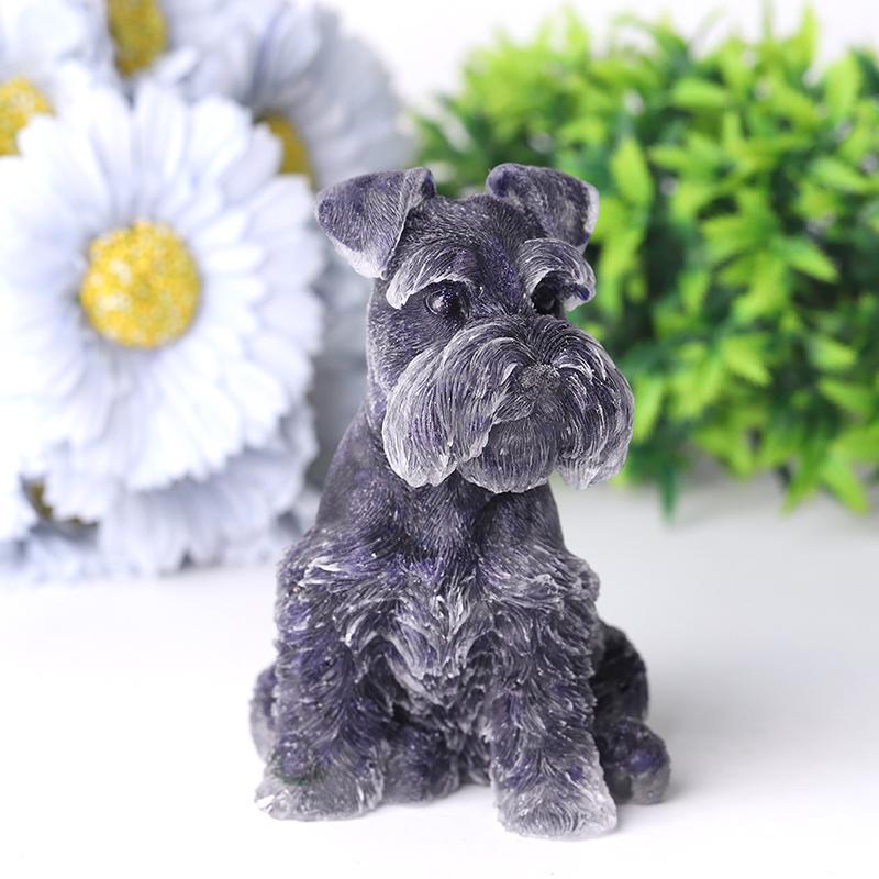 4.2" Crystal Chips Resin Schnauzer Carving for Decoration Crystal wholesale suppliers